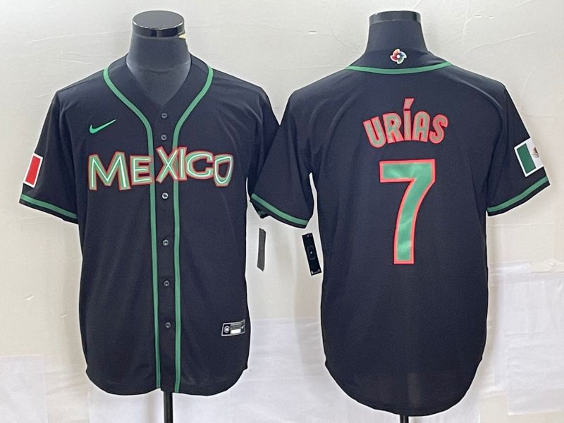 Men 2023 World Cub Mexico #7 Urias Black green Nike MLB Jersey12